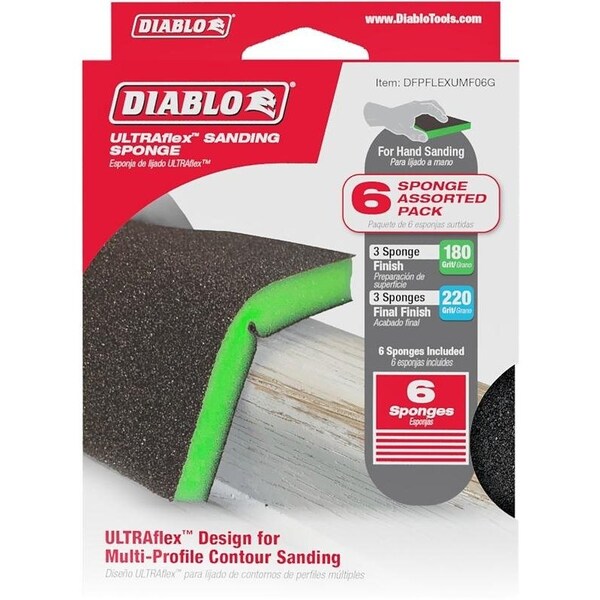 Diablo ULTRAflex Sanding Sponge Assortment, 5 in L, 4 in W, 180, 220